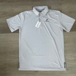 Bald Head Blues Albatross Polo Mens L Grey White Striped USC Upstate Golf Shirt
